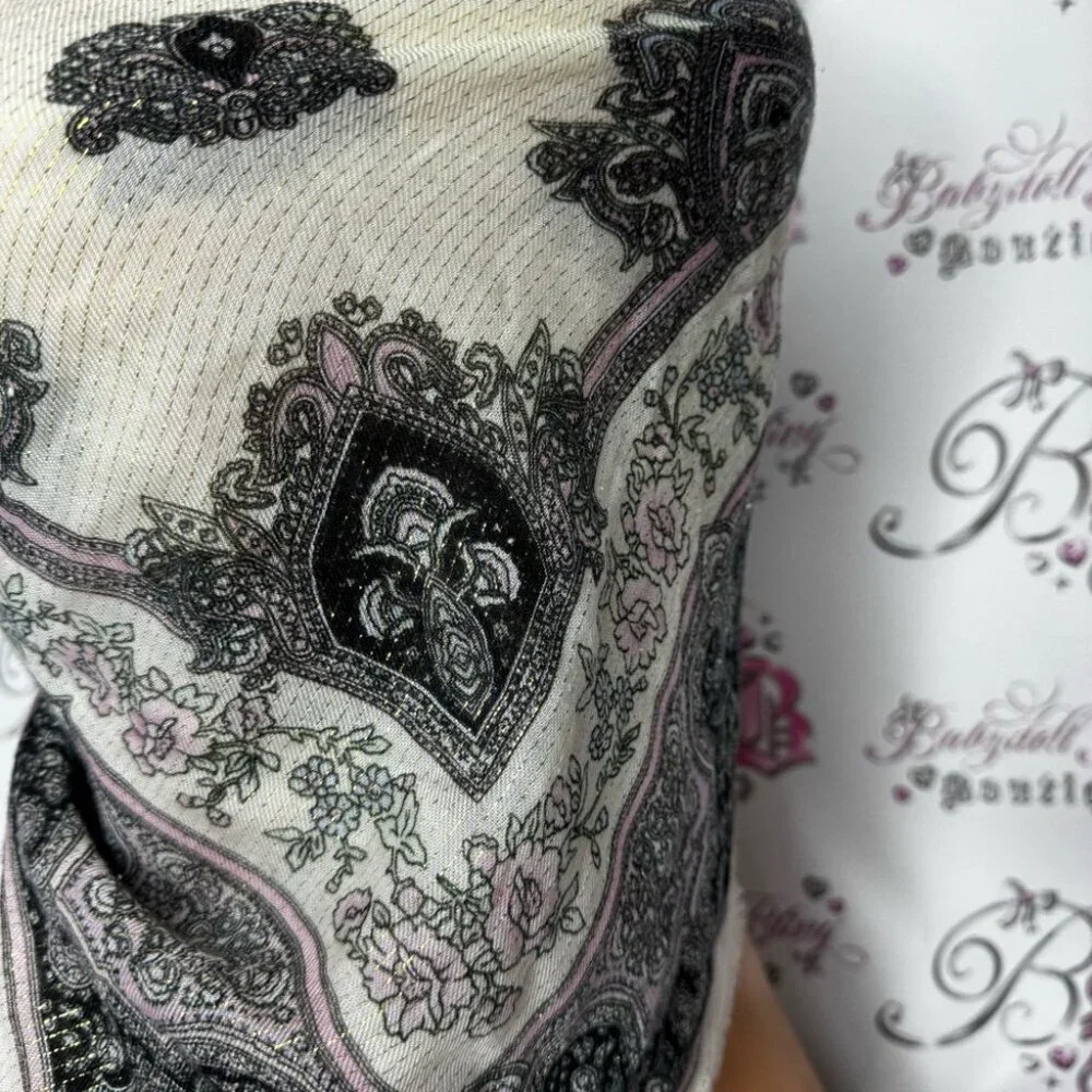 Scarf square shimmer sparkly gold pink purple black Elegant Paisley Print Scarf